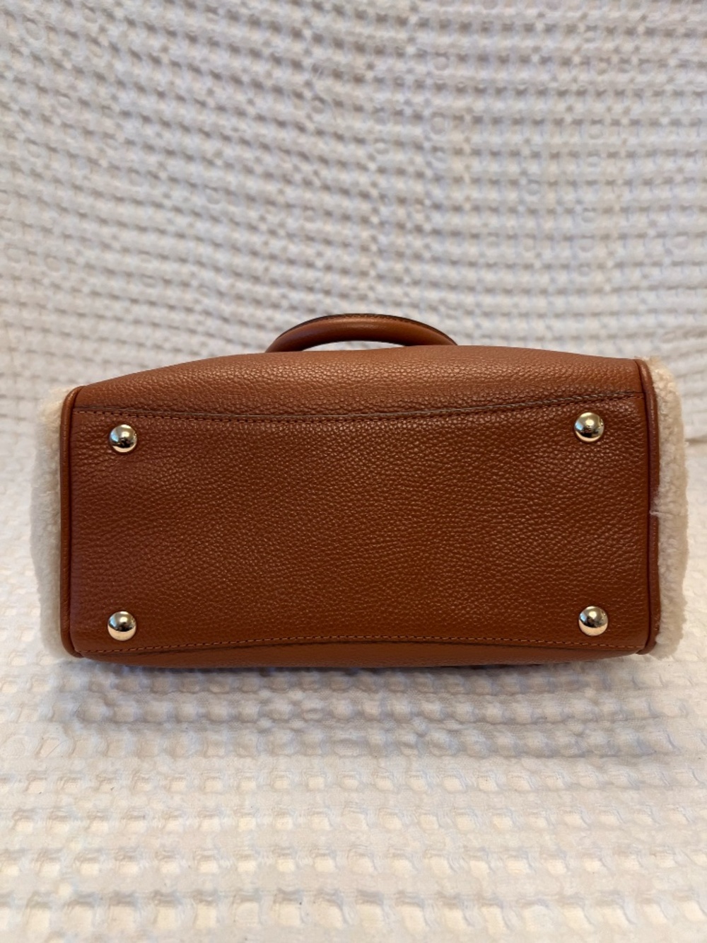 Coach Mini Bennett Satchel Brown Leather Cream Shearling Panels Hang Tag EUC - Picture 8 of 13